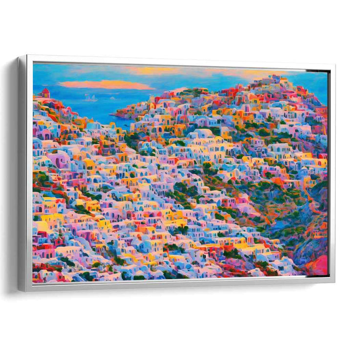 Mediterranean Color Fest: A Vibrant Oia Sunset Canvas Art Print