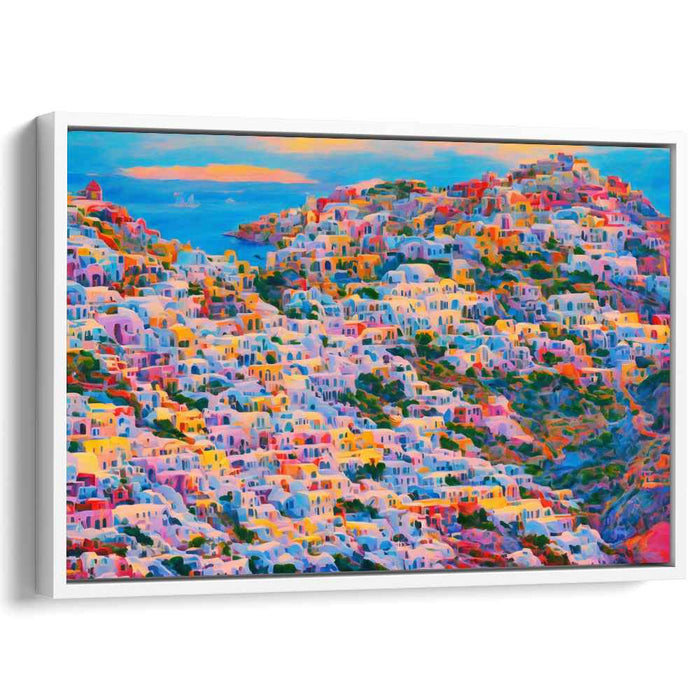 Mediterranean Color Fest: A Vibrant Oia Sunset Canvas Art Print