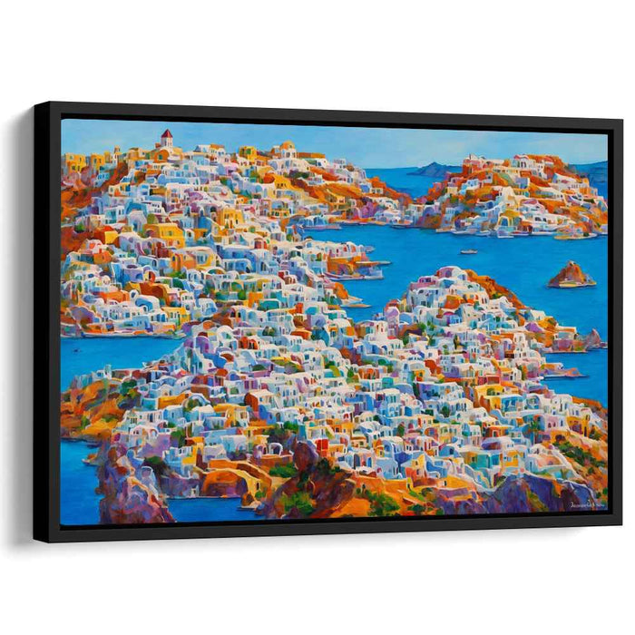 Seaside Hues Cluster: Vibrant Coastal Village Canvas Art Print