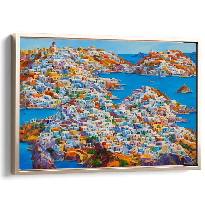 Seaside Hues Cluster: Vibrant Coastal Village Canvas Art Print