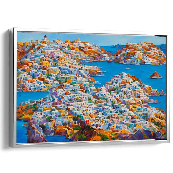 Seaside Hues Cluster: Vibrant Coastal Village Canvas Art Print