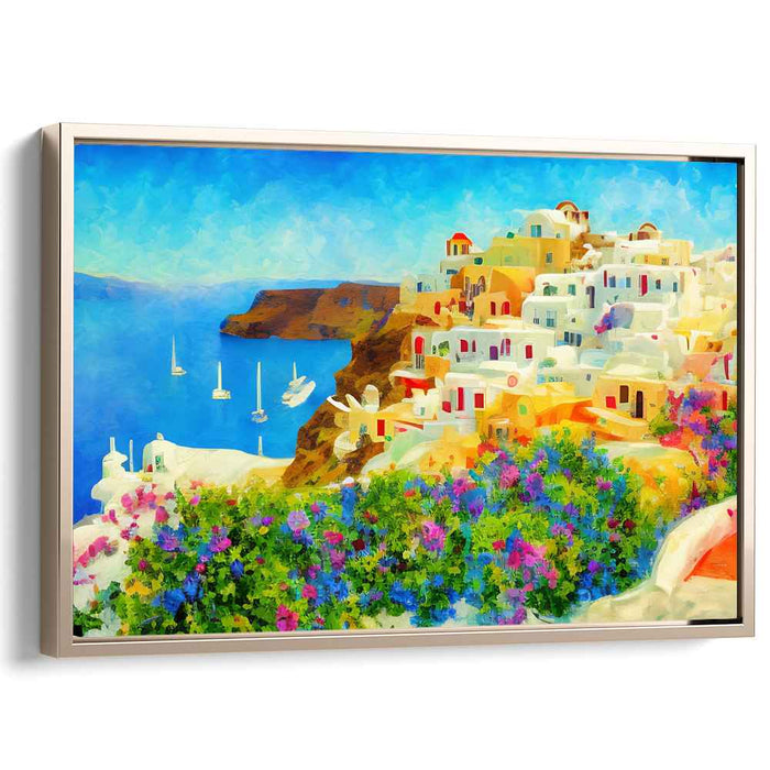Santorini Serenity: Serene Santorini Seascape Canvas Art Print