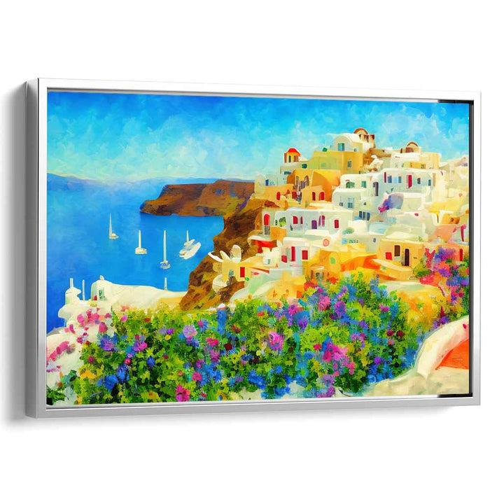 Santorini Serenity: Serene Santorini Seascape Canvas Art Print