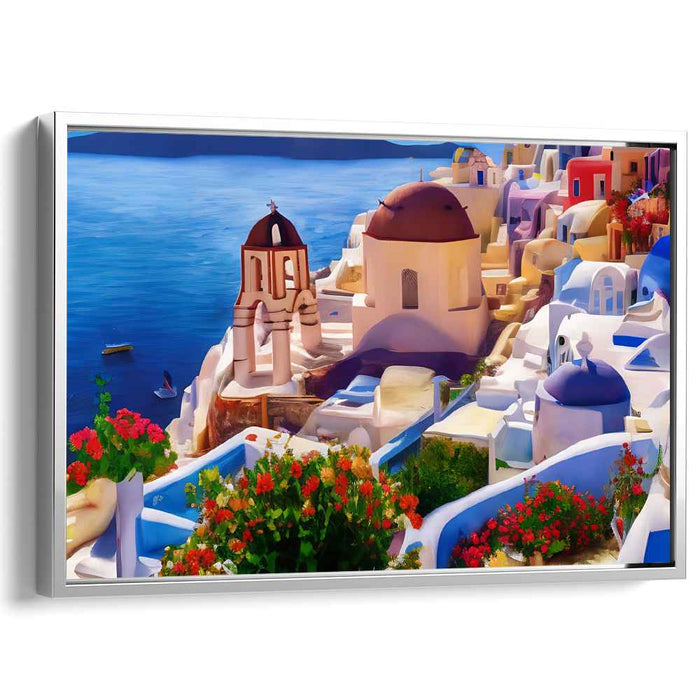 Greek Isles Euphoria: Santorini's Coastal Charm Canvas Art Print