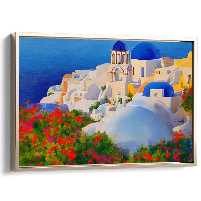 Coastal Vista Charm: Impressionistic Mediterranean Landscape Canvas Art Print