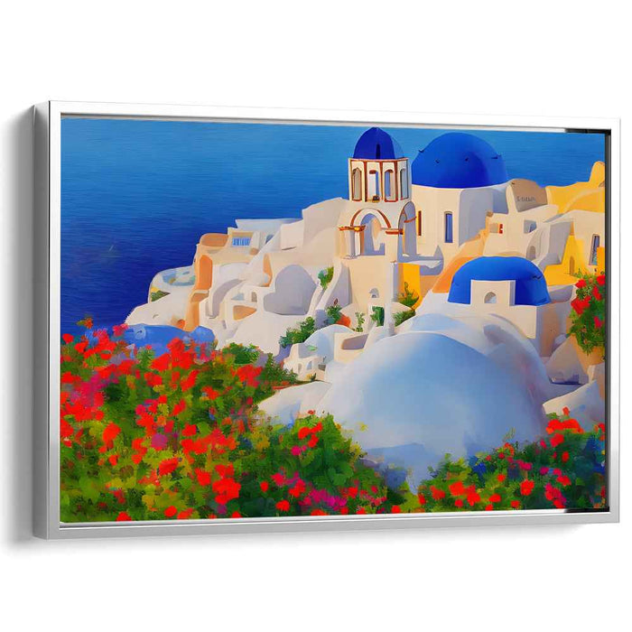 Coastal Vista Charm: Impressionistic Mediterranean Landscape Canvas Art Print