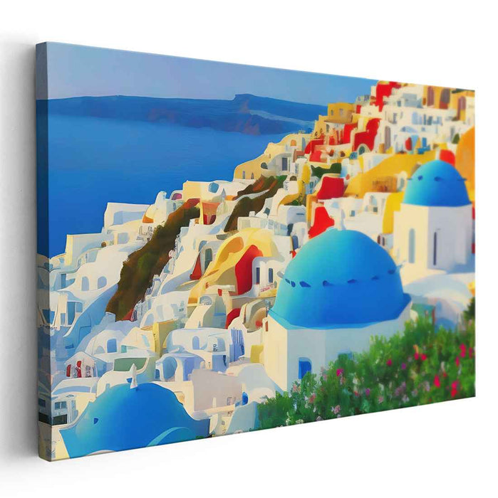 Mediterranean Mosaic Retreat: A Colorful Mediterranean Escape Canvas Art Print