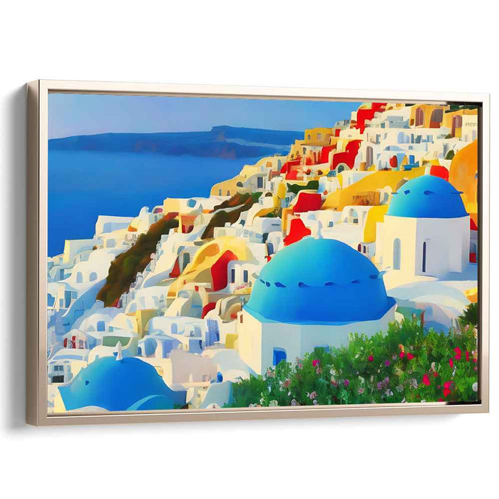 Mediterranean Mosaic Retreat: A Colorful Mediterranean Escape Canvas Art Print