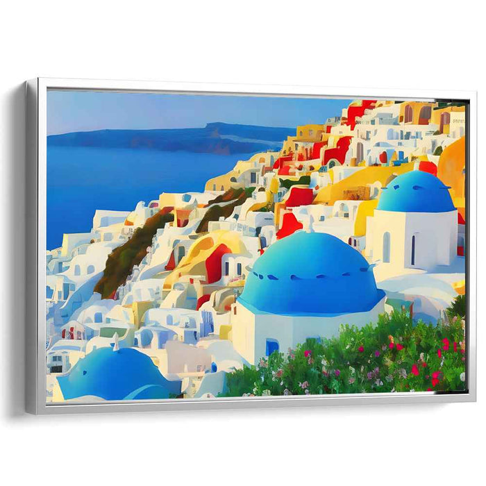 Mediterranean Mosaic Retreat: A Colorful Mediterranean Escape Canvas Art Print