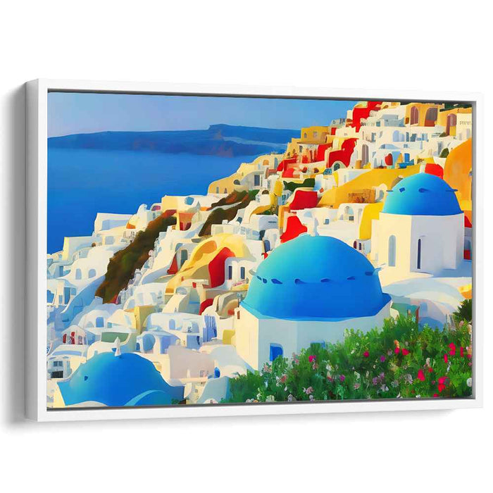 Mediterranean Mosaic Retreat: A Colorful Mediterranean Escape Canvas Art Print
