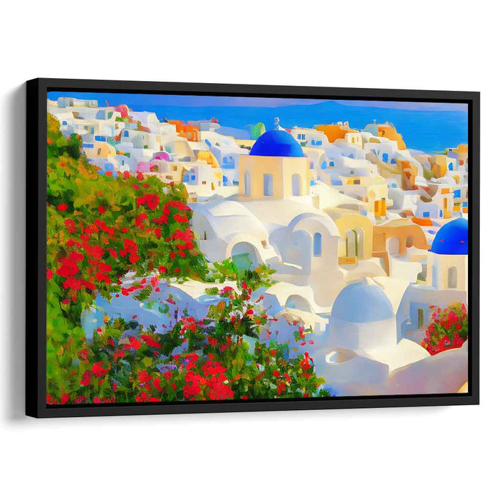 Azure Coastline Serenade: Luminous Mediterranean Landscape Canvas Art