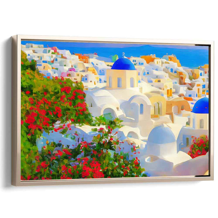 Azure Coastline Serenade: Luminous Mediterranean Landscape Canvas Art