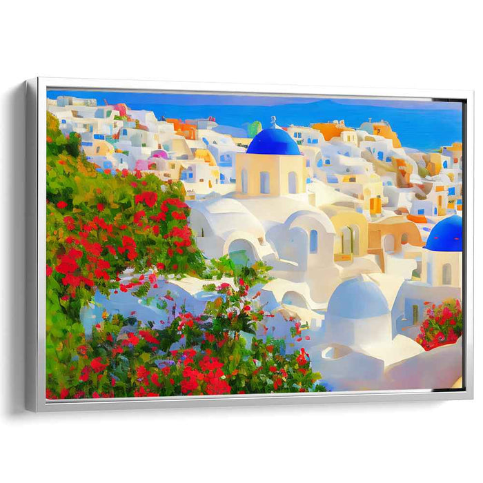 Azure Coastline Serenade: Luminous Mediterranean Landscape Canvas Art