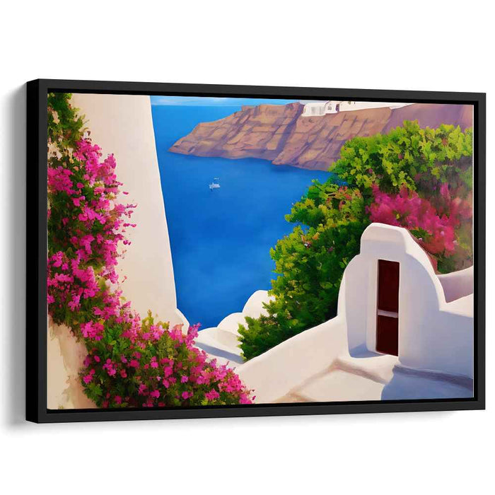 Cycladic Dreamscape: A Tranquil Santorini Vista Canvas Art