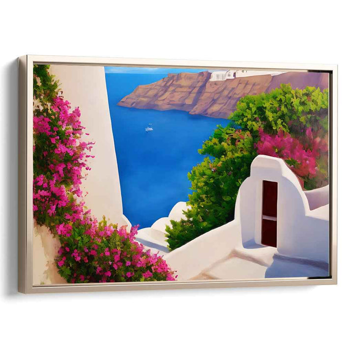Cycladic Dreamscape: A Tranquil Santorini Vista Canvas Art