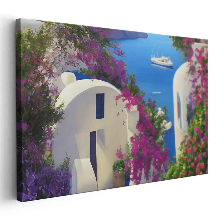 Coastal Serenity: Serene Coastal Village Canvas Art Print