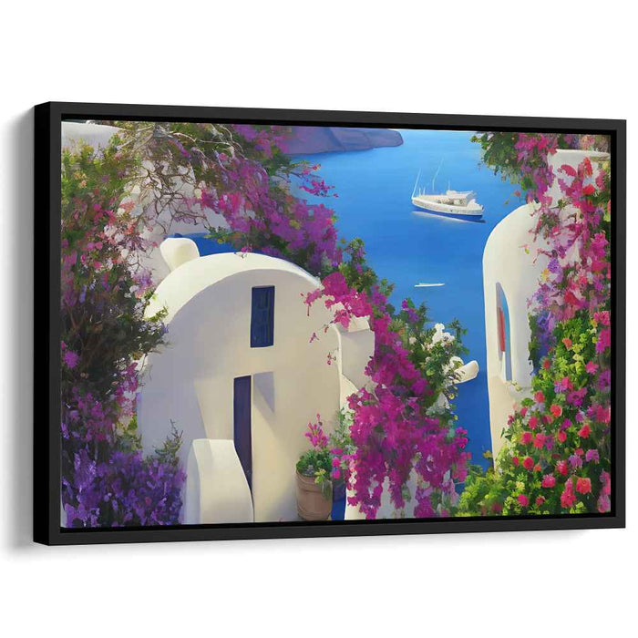 Coastal Serenity: Serene Coastal Village Canvas Art Print