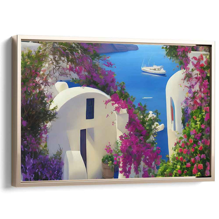 Coastal Serenity: Serene Coastal Village Canvas Art Print