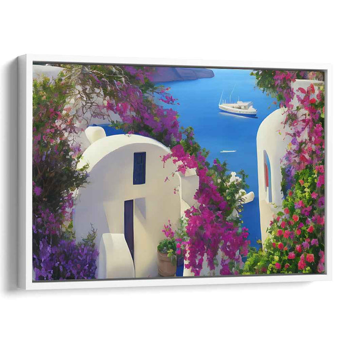 Coastal Serenity: Serene Coastal Village Canvas Art Print