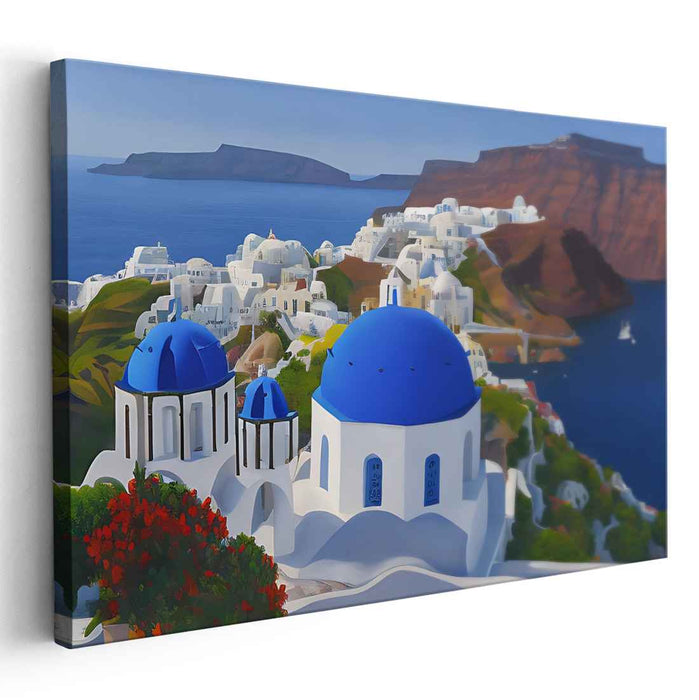 Azure Melody Impressions: Aegean Blue and White Harmony Canvas Art Print