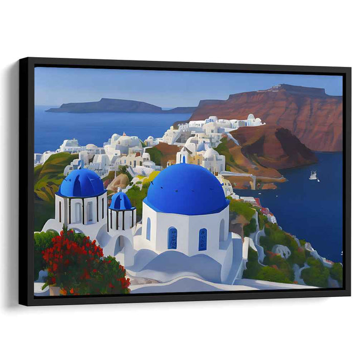 Azure Melody Impressions: Aegean Blue and White Harmony Canvas Art Print