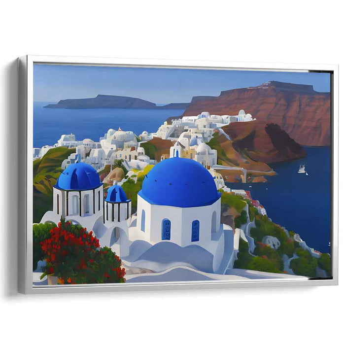Azure Melody Impressions: Aegean Blue and White Harmony Canvas Art Print