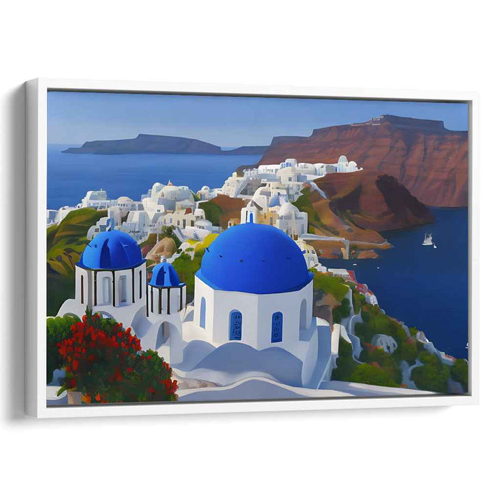 Azure Melody Impressions: Aegean Blue and White Harmony Canvas Art Print