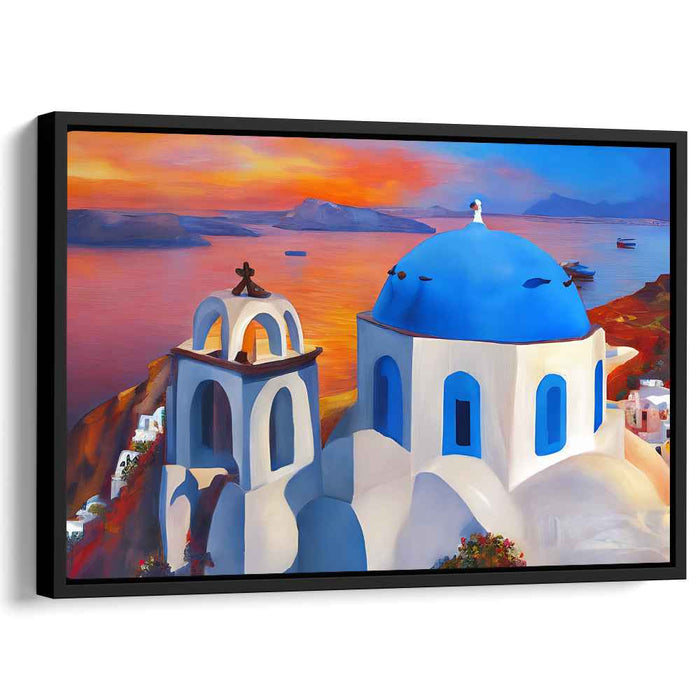 Aegean Reverie: Blue Domes and Aegean Dreams Canvas Art Print