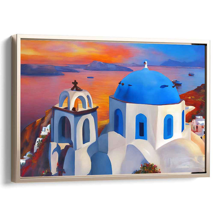 Aegean Reverie: Blue Domes and Aegean Dreams Canvas Art Print