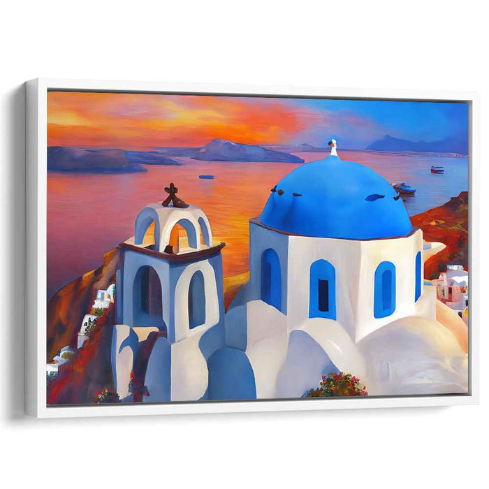 Aegean Reverie: Blue Domes and Aegean Dreams Canvas Art Print