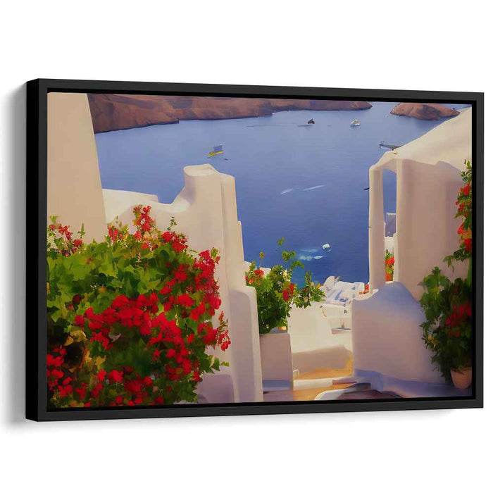 Dawn's Seaside Serenity: Sunlit Coastal Village Canvas Art Print