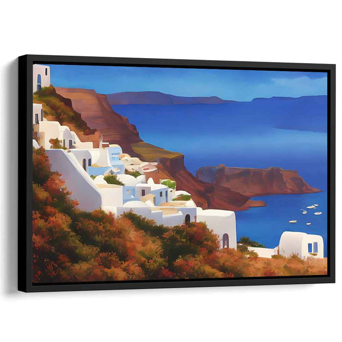 Coastal Whitewash: Whitewashed Coastal Village Canvas Art Print