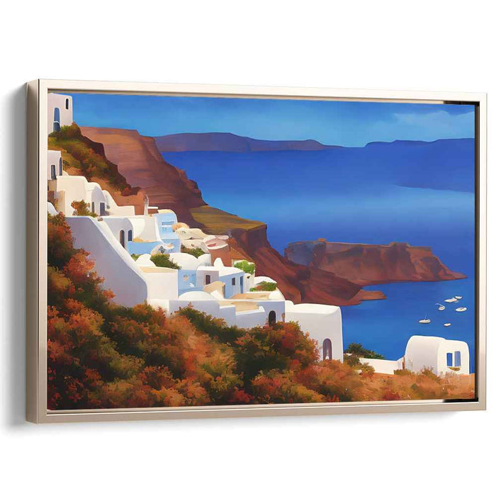 Coastal Whitewash: Whitewashed Coastal Village Canvas Art Print