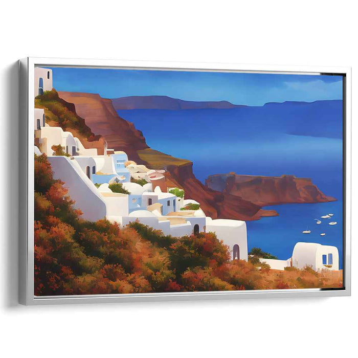 Coastal Whitewash: Whitewashed Coastal Village Canvas Art Print