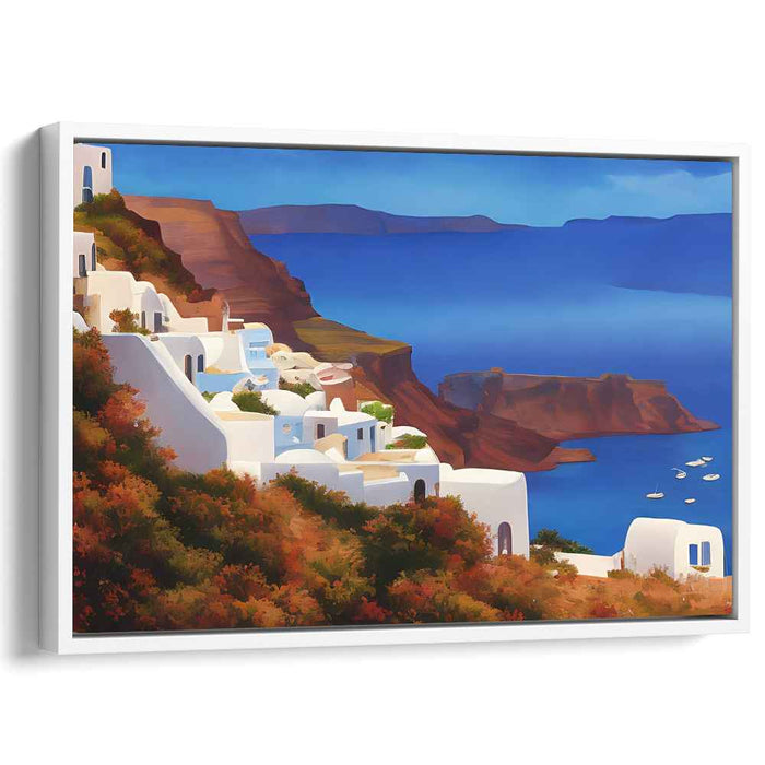 Coastal Whitewash: Whitewashed Coastal Village Canvas Art Print