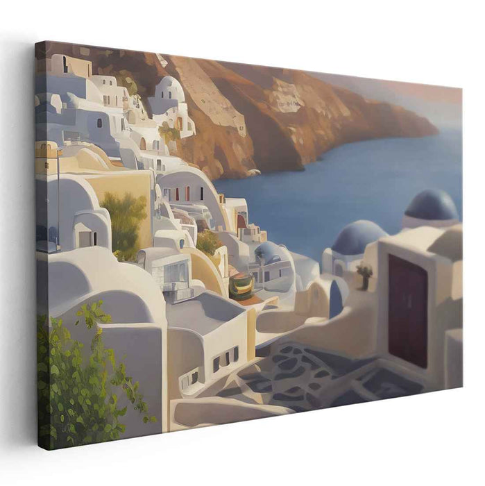 Olympian Serenity: A Glimpse of Greek Paradise Canvas Art Print