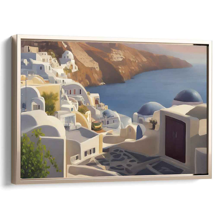 Olympian Serenity: A Glimpse of Greek Paradise Canvas Art Print