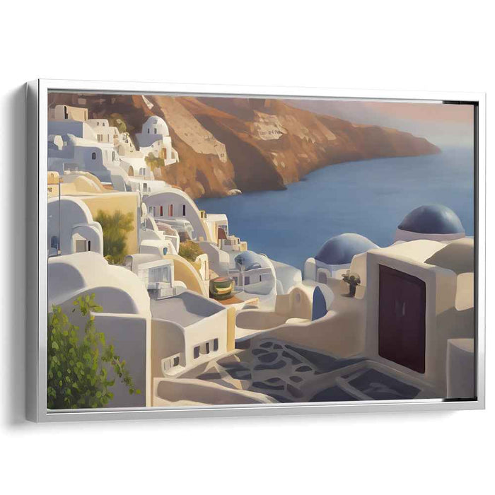 Olympian Serenity: A Glimpse of Greek Paradise Canvas Art Print