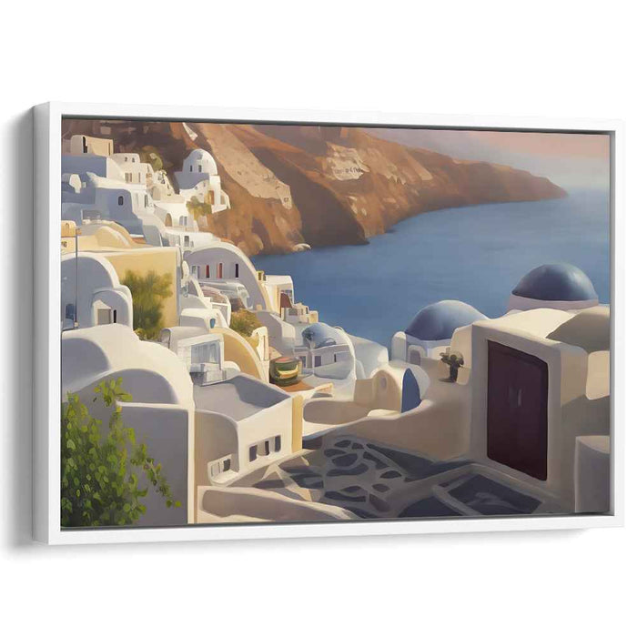 Olympian Serenity: A Glimpse of Greek Paradise Canvas Art Print