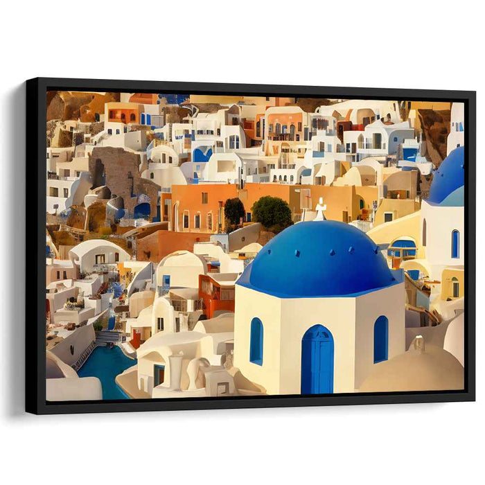 Cycladic Elegance: Santorini's Iconic Blue Domes and Whitewashed Charm Canvas Art Print