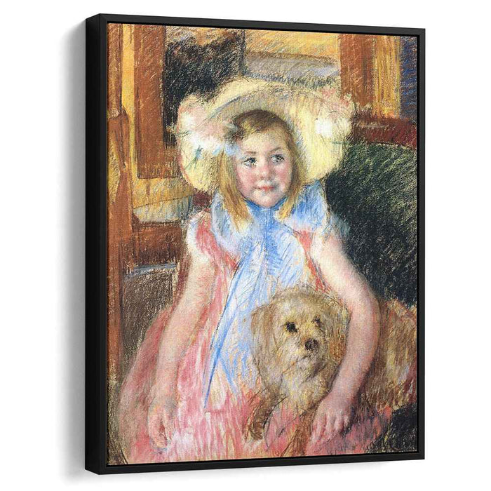 Sara in a Large Flowered Hat Looking Right Holding Her Dog (1902) by Mary Cassatt