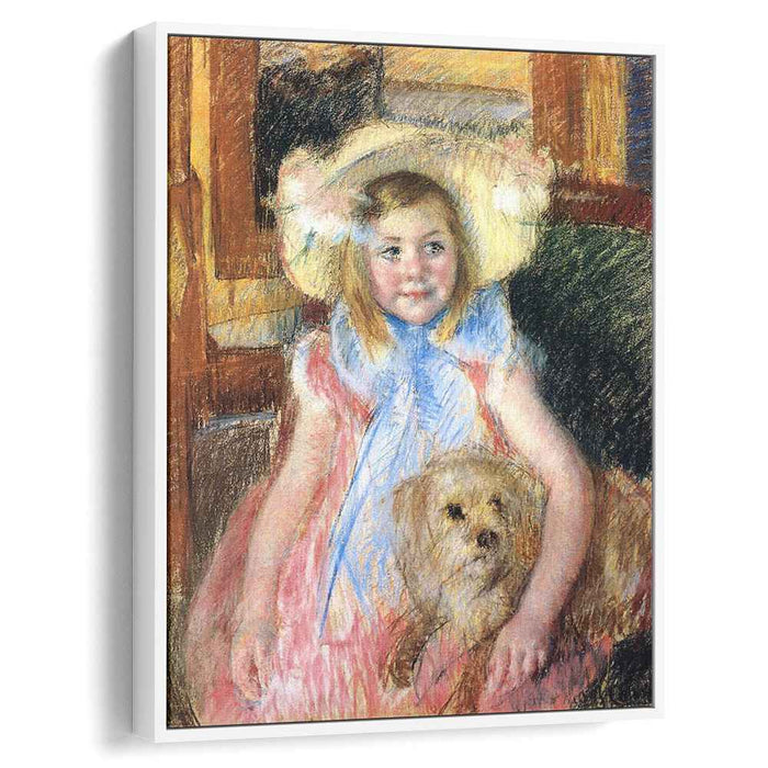 Sara in a Large Flowered Hat Looking Right Holding Her Dog (1902) by Mary Cassatt