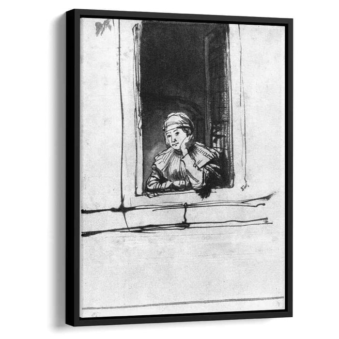Saskia looking out of a window (1635) by Rembrandt