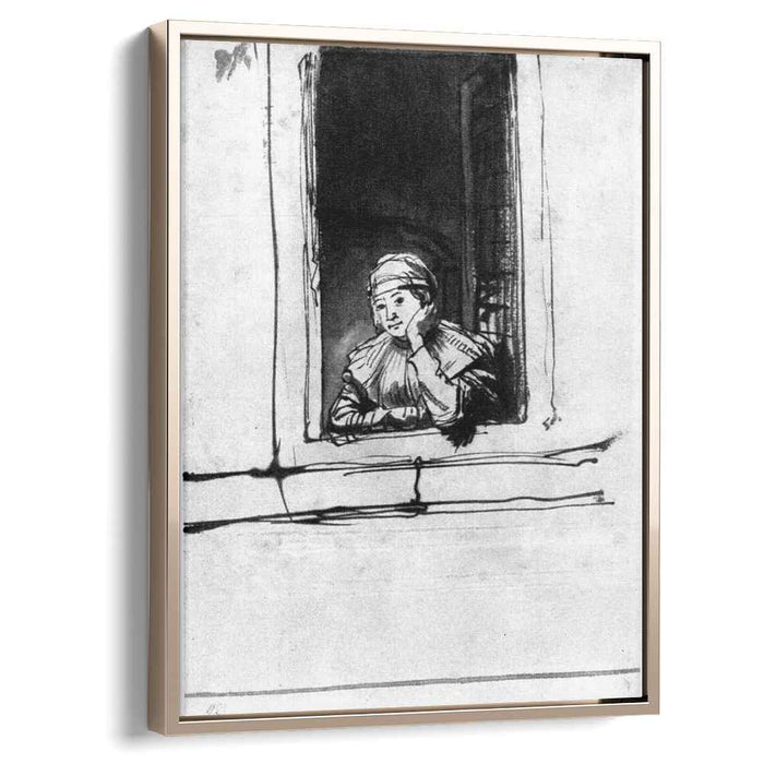 Saskia looking out of a window (1635) by Rembrandt