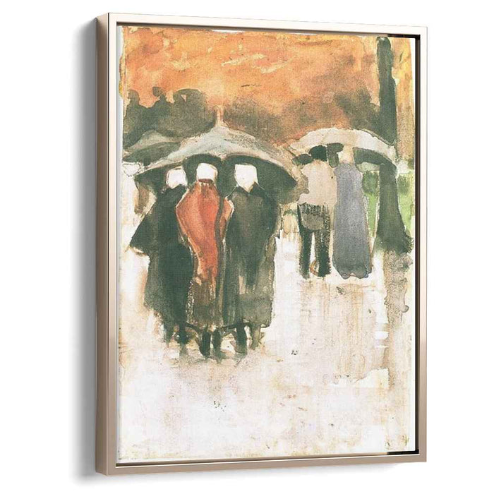 Scheveningen Women and Other People Under Umbrellas (1882) by Vincent van Gogh