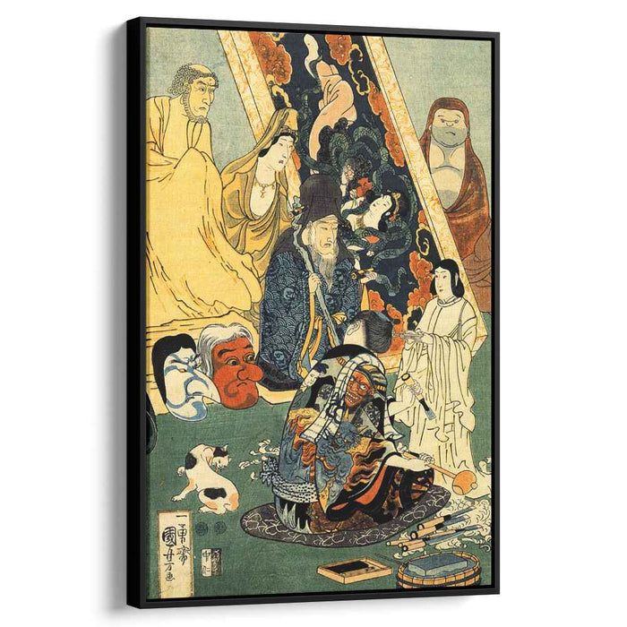 Sculptor Jingoro surrounded by statues by Utagawa Kuniyoshi