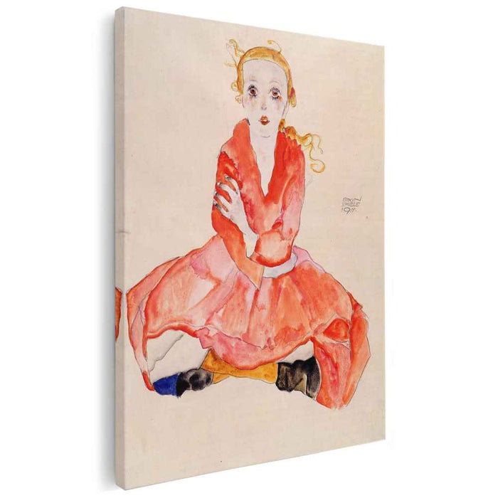 Seated Girl Facing Front (1911) by Egon Schiele