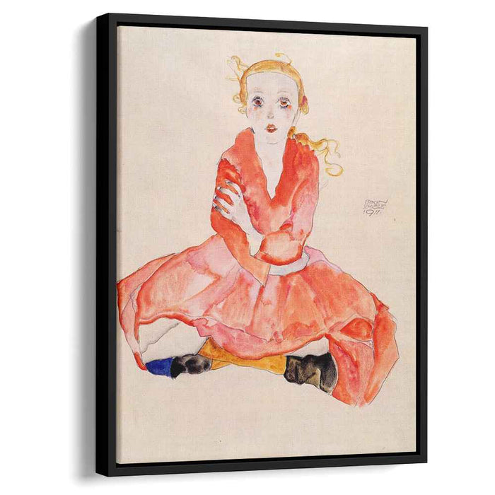 Seated Girl Facing Front (1911) by Egon Schiele