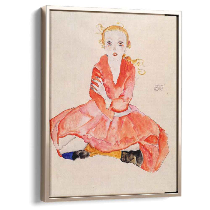 Seated Girl Facing Front (1911) by Egon Schiele