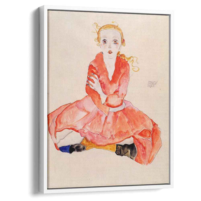Seated Girl Facing Front (1911) by Egon Schiele